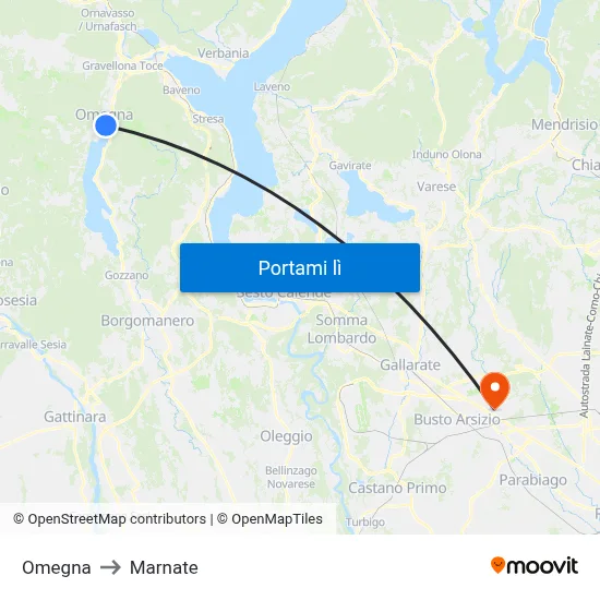 Omegna to Marnate map