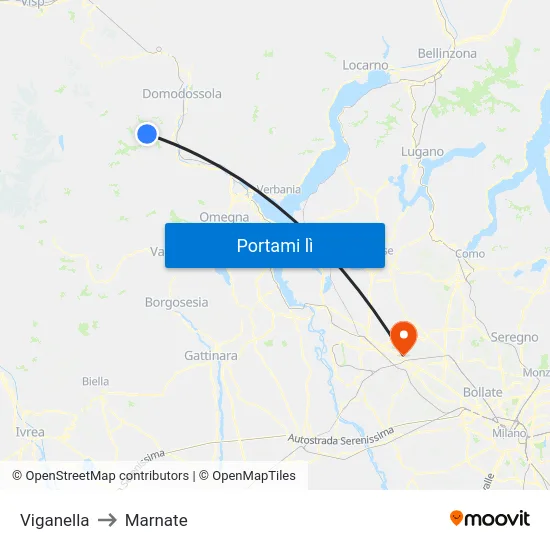 Viganella to Marnate map