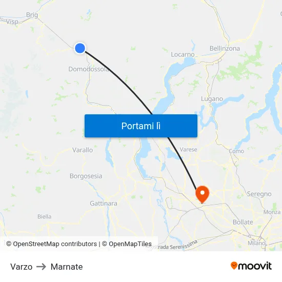 Varzo to Marnate map