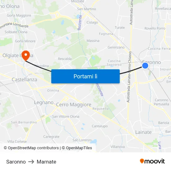 Saronno to Marnate map