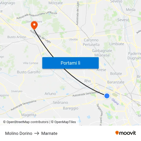 Molino Dorino to Marnate map