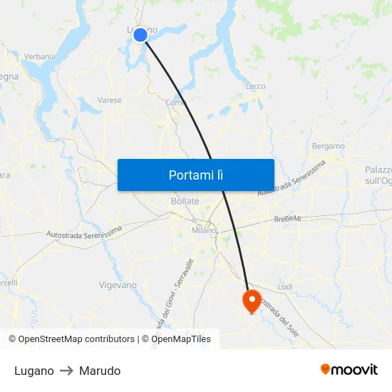 Lugano to Marudo map