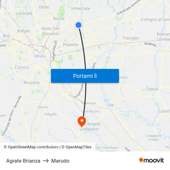 Agrate Brianza to Marudo map