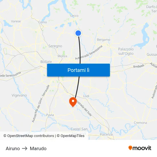 Airuno to Marudo map