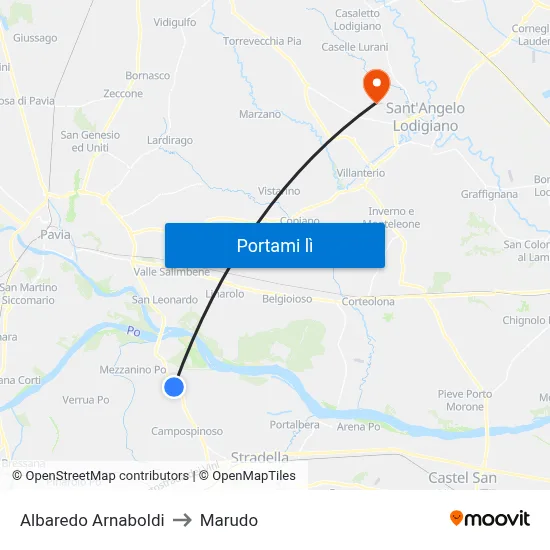 Albaredo Arnaboldi to Marudo map