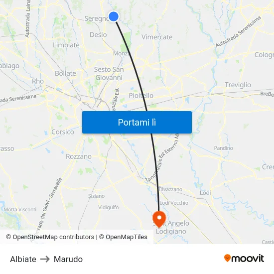 Albiate to Marudo map