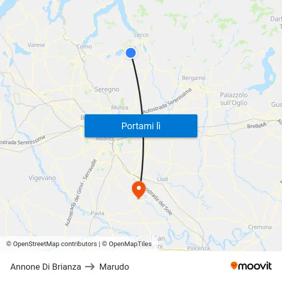 Annone Di Brianza to Marudo map