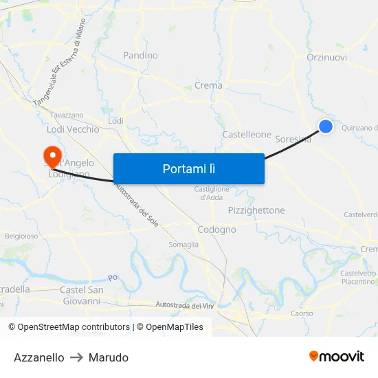 Azzanello to Marudo map