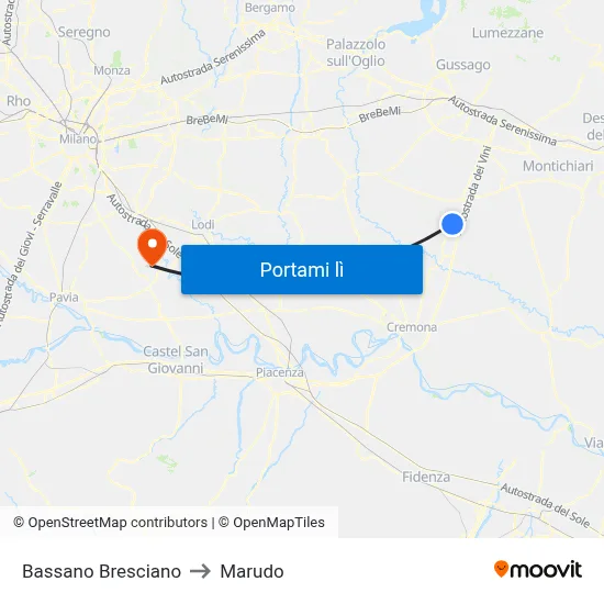Bassano Bresciano to Marudo map