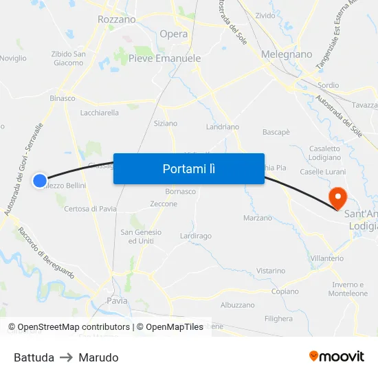 Battuda to Marudo map