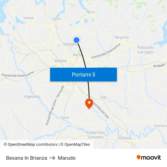 Besana In Brianza to Marudo map