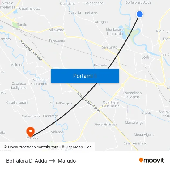 Boffalora D' Adda to Marudo map