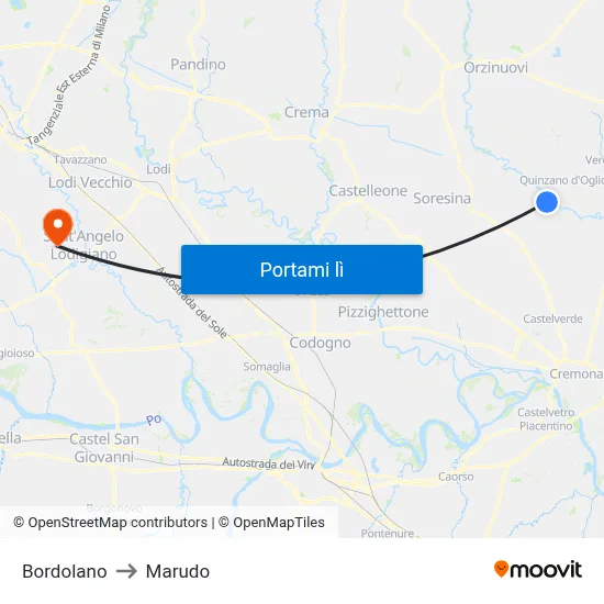 Bordolano to Marudo map