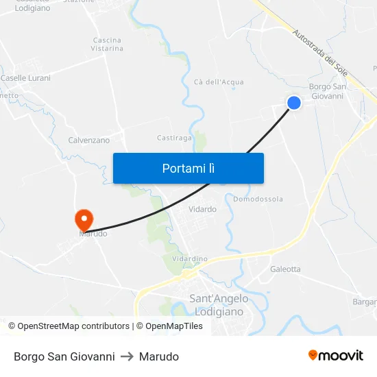 Borgo San Giovanni to Marudo map