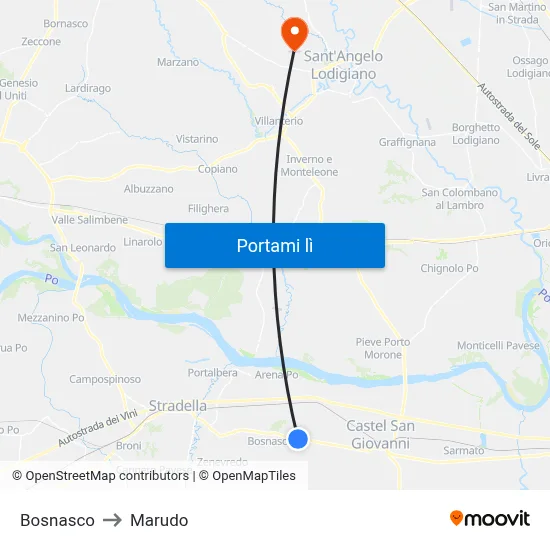 Bosnasco to Marudo map