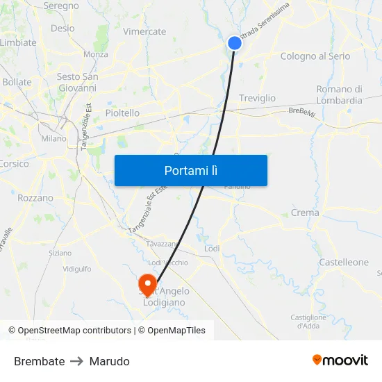 Brembate to Marudo map