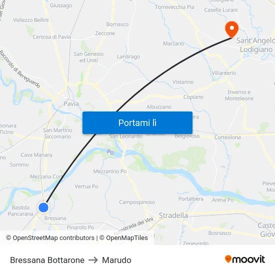 Bressana Bottarone to Marudo map