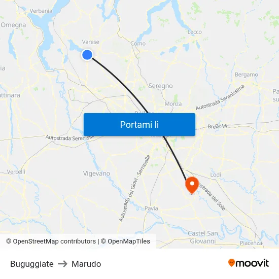 Buguggiate to Marudo map