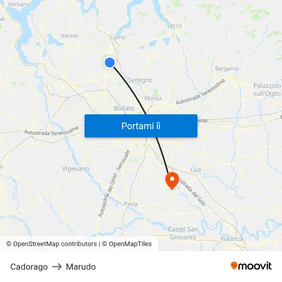 Cadorago to Marudo map