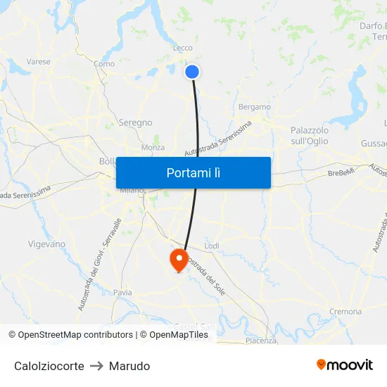 Calolziocorte to Marudo map