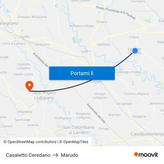 Casaletto Ceredano to Marudo map