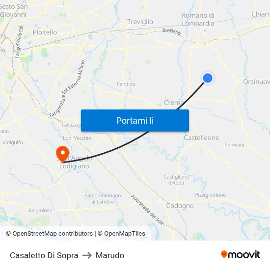 Casaletto Di Sopra to Marudo map