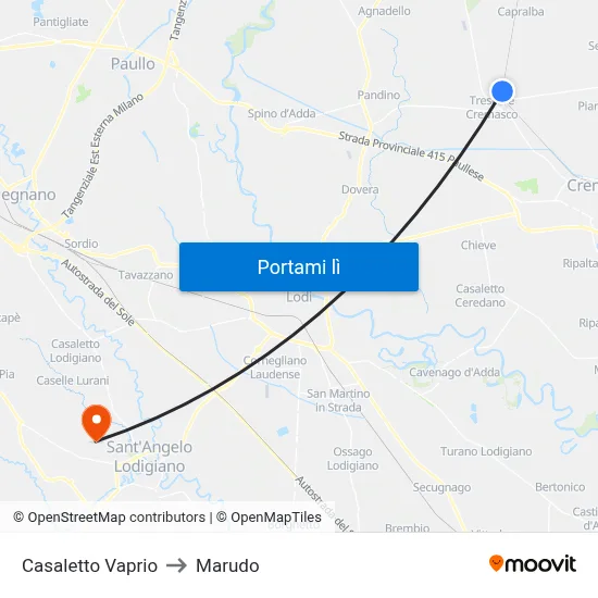 Casaletto Vaprio to Marudo map