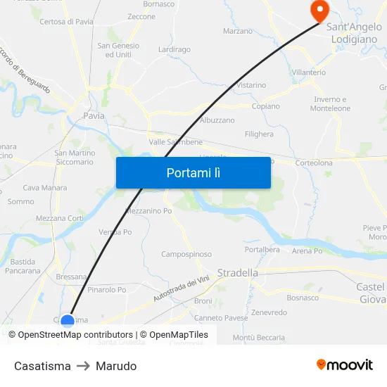 Casatisma to Marudo map