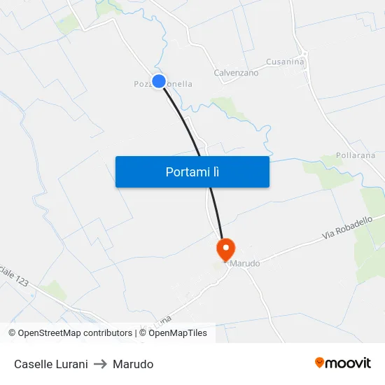 Caselle Lurani to Marudo map
