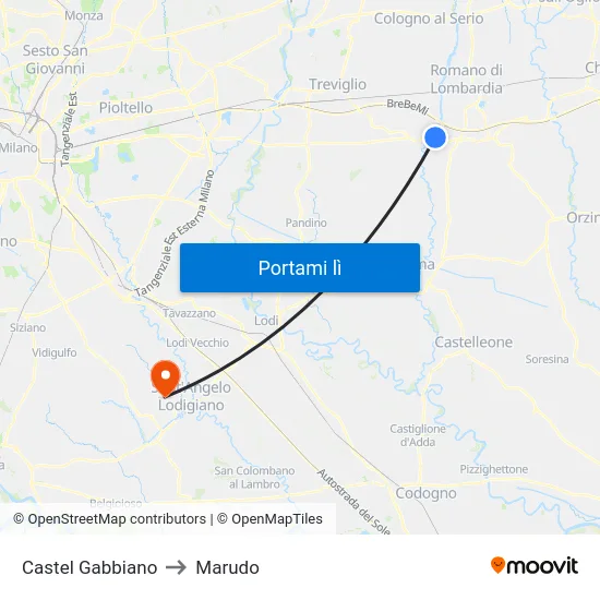 Castel Gabbiano to Marudo map