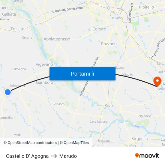 Castello D' Agogna to Marudo map