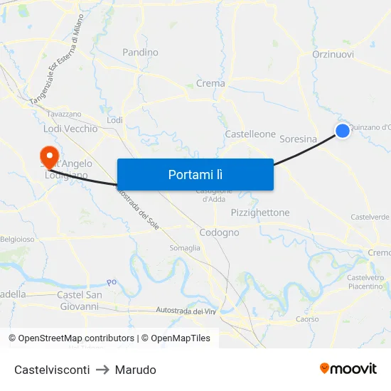 Castelvisconti to Marudo map