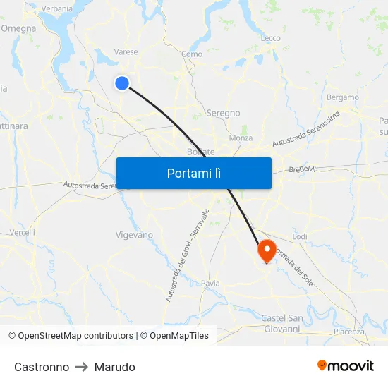 Castronno to Marudo map