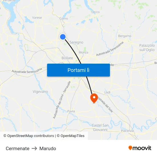 Cermenate to Marudo map