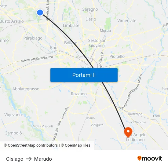 Cislago to Marudo map
