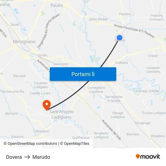 Dovera to Marudo map