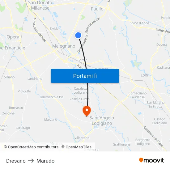 Dresano to Marudo map