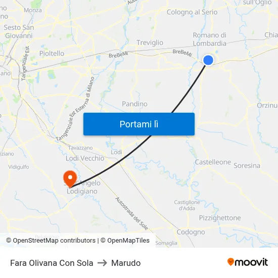 Fara Olivana Con Sola to Marudo map