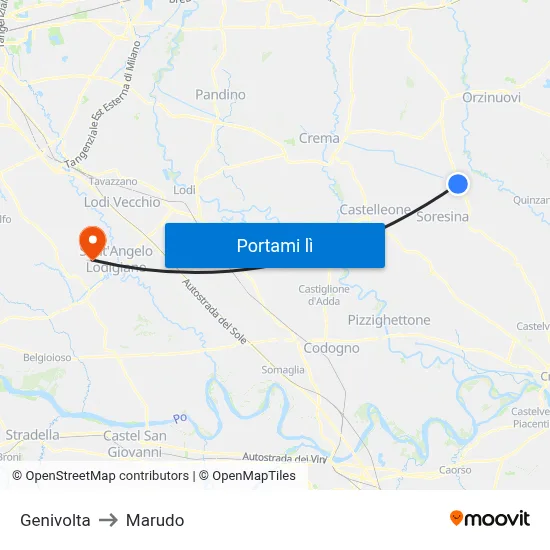 Genivolta to Marudo map