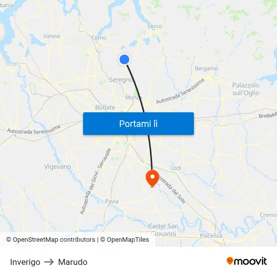 Inverigo to Marudo map