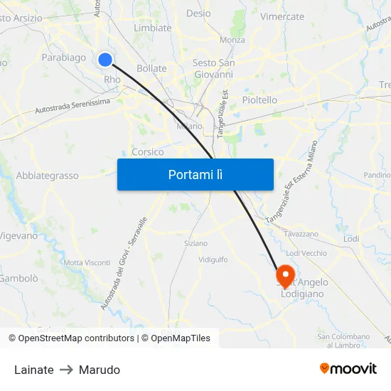 Lainate to Marudo map