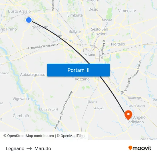 Legnano to Marudo map