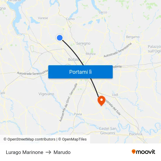 Lurago Marinone to Marudo map