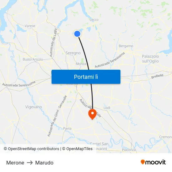 Merone to Marudo map