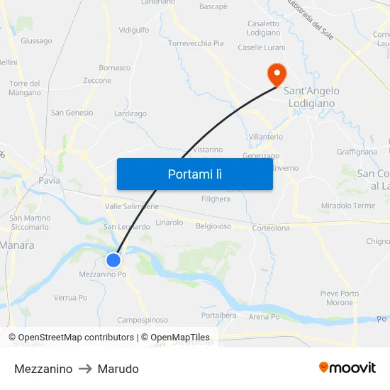 Mezzanino to Marudo map