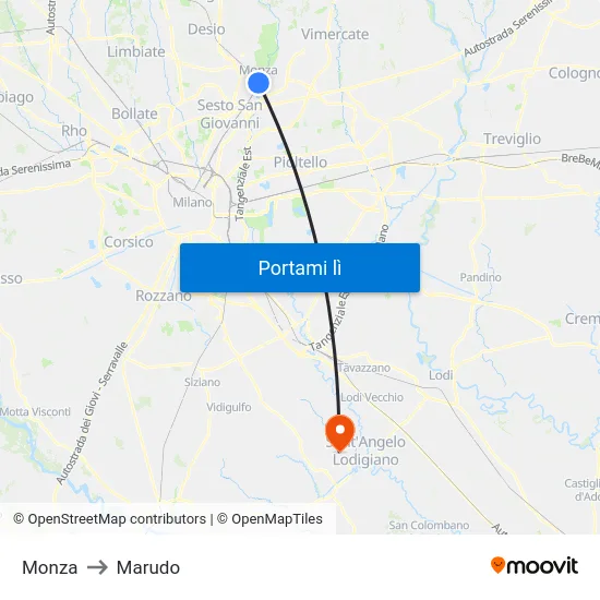 Monza to Marudo map