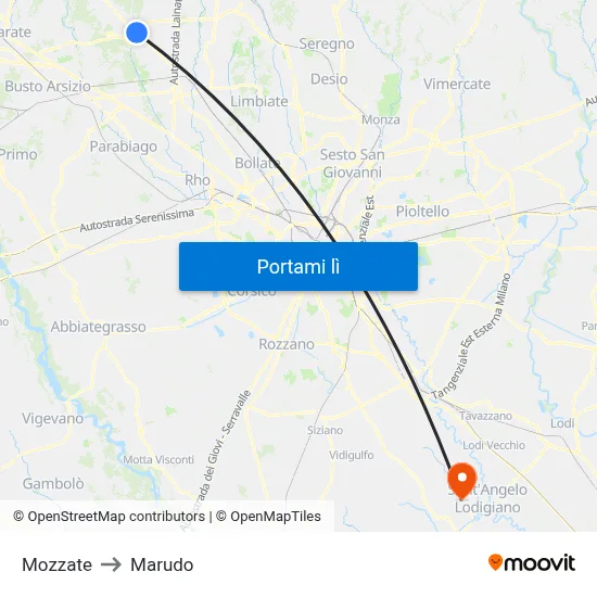 Mozzate to Marudo map