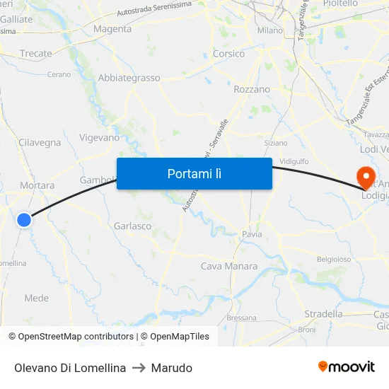 Olevano Di Lomellina to Marudo map