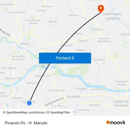Pinarolo Po to Marudo map