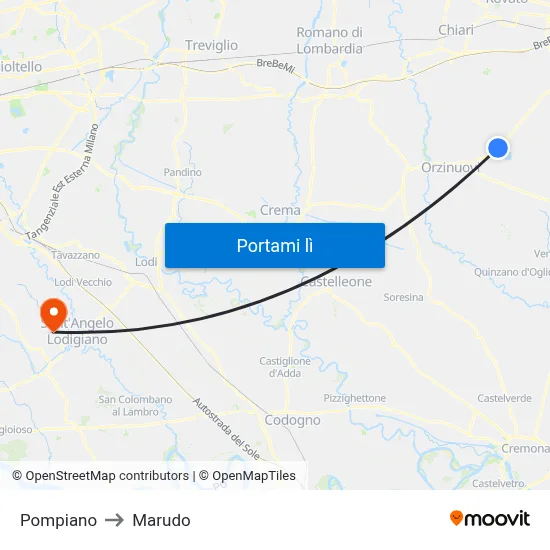 Pompiano to Marudo map